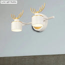 GobekUsa Modern 2/3/4-Light White Cylindrical Vanity Lighting with Antler Design - Natural Light, LED Wall Mounted Fixture