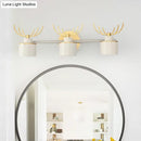 GobekUsa Modern 2/3/4-Light White Cylindrical Vanity Lighting with Antler Design - Natural Light, LED Wall Mounted Fixture