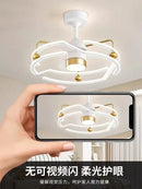GobekUsa Cream Bedroom Ceiling Fan Light with Remote Control, Elegant Bedroom Lamp Fixtures