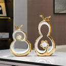 GobekUsa Golden Gourd Ceramic Sculpture Desk Decoration Modern Room Aesthetic Decor