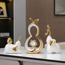 GobekUsa Golden Gourd Ceramic Sculpture Desk Decoration Modern Room Aesthetic Decor