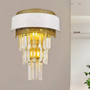 GobekUsa Modern White Square/Round Crystal Prisms Wall Sconce with Gold Mesh