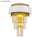 GobekUsa Modern White Square/Round Crystal Prisms Wall Sconce with Gold Mesh