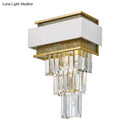 GobekUsa Modern White Square/Round Crystal Prisms Wall Sconce with Gold Mesh
