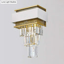 GobekUsa Modern White Square/Round Crystal Prisms Wall Sconce with Gold Mesh