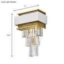 GobekUsa Modern White Square/Round Crystal Prisms Wall Sconce with Gold Mesh