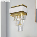 GobekUsa Modern White Square/Round Crystal Prisms Wall Sconce with Gold Mesh