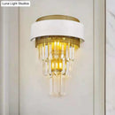 GobekUsa Modern White Square/Round Crystal Prisms Wall Sconce with Gold Mesh