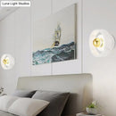 GobekUsa Modern White-Gold Circle Sconce Lighting - Designer Wall-Mounted Marble Light with 1 Bulb