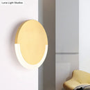 GobekUsa White and Gold Round Acrylic LED Wall Sconce for Bedroom - Warm/White Light