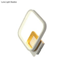 GobekUsa Diamond-Frame LED Wall Sconce: Minimalist White & Wood Light with Warm/White Glow