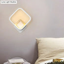 GobekUsa Diamond-Frame LED Wall Sconce: Minimalist White & Wood Light with Warm/White Glow