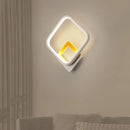 GobekUsa Diamond-Frame LED Wall Sconce: Minimalist White & Wood Light with Warm/White Glow