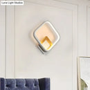 GobekUsa Diamond-Frame LED Wall Sconce: Minimalist White & Wood Light with Warm/White Glow