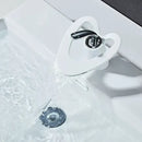 GobekUsa Golden/White Basin Faucet: Black Brass Waterfall Sink Mixer Tap, Hot & Cold.