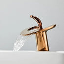 GobekUsa Golden/White Basin Faucet: Black Brass Waterfall Sink Mixer Tap, Hot & Cold.