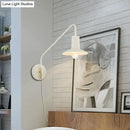 GobekUsa Modern Metallic 1-Light Bedroom Wall Lighting Sconce in White with Wide Flare Design