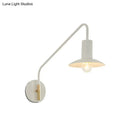 GobekUsa Modern Metallic 1-Light Bedroom Wall Lighting Sconce in White with Wide Flare Design