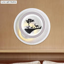 GobekUsa Minimalist LED Acrylic Sconce Light Fixture with Tree and Elk Design for Bedroom Lighting