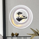 GobekUsa Minimalist LED Acrylic Sconce Light Fixture with Tree and Elk Design for Bedroom Lighting