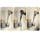 Modern white & gray wall mounted hair dryer bathroom storage rack by Decorbites
