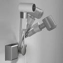 Modern white & gray wall mounted hair dryer bathroom storage rack by Decorbites