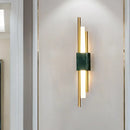 GobekUsa Modern LED Marble Rectangle Wall Light with Slim Tube Detail in White/Warm Light, White/Green Color Option