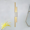 GobekUsa Modern LED Marble Rectangle Wall Light with Slim Tube Detail in White/Warm Light, White/Green Color Option