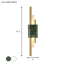 GobekUsa Modern LED Marble Rectangle Wall Light with Slim Tube Detail in White/Warm Light, White/Green Color Option