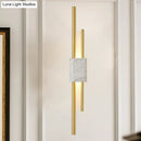 GobekUsa Modern LED Marble Rectangle Wall Light with Slim Tube Detail in White/Warm Light, White/Green Color Option