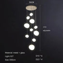 GobekUsa Gregg Glass Suspension Light - White LED Cobblestone Pendant for Villa Staircase & Shop