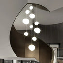 GobekUsa Gregg Glass Suspension Light - White LED Cobblestone Pendant for Villa Staircase & Shop