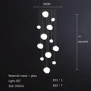 GobekUsa Gregg Glass Suspension Light - White LED Cobblestone Pendant for Villa Staircase & Shop