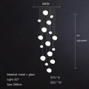 GobekUsa Gregg Glass Suspension Light - White LED Cobblestone Pendant for Villa Staircase & Shop