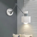 GobekUsa Modern Grey Metal Wall Sconce Light with Adjustable Arm - 1 Bulb Drum Fixture
