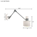 GobekUsa Modern Grey Metal Wall Sconce Light with Adjustable Arm - 1 Bulb Drum Fixture