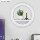 GobekUsa Nordic White LED Acrylic Halo Ring Wall Sconce Light Fixture with Shelf Design