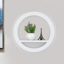GobekUsa Nordic White LED Acrylic Halo Ring Wall Sconce Light Fixture with Shelf Design