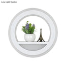 GobekUsa Nordic White LED Acrylic Halo Ring Wall Sconce Light Fixture with Shelf Design