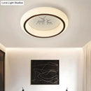 GobekUsa Contemporary LED Ceiling Lamp in White with Moon, Deer, and Hot Air Balloon Flush Light