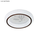 GobekUsa Contemporary LED Ceiling Lamp in White with Moon, Deer, and Hot Air Balloon Flush Light