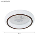 GobekUsa Contemporary LED Ceiling Lamp in White with Moon, Deer, and Hot Air Balloon Flush Light