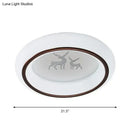 GobekUsa Contemporary LED Ceiling Lamp in White with Moon, Deer, and Hot Air Balloon Flush Light