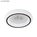 GobekUsa Contemporary LED Ceiling Lamp in White with Moon, Deer, and Hot Air Balloon Flush Light