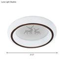 GobekUsa Contemporary LED Ceiling Lamp in White with Moon, Deer, and Hot Air Balloon Flush Light