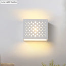 GobekUsa Modern White Laser-Cut Box Wall Light Sconce - 1 Head Gypsum LED Lamp