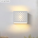 GobekUsa Modern White Laser-Cut Box Wall Light Sconce - 1 Head Gypsum LED Lamp