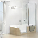 GobekUsa Modern LED Acrylic Wall Mounted Vanity Sconce with Curved Arm – White Rectangle Lighting for Bathroom - 16"/24" W