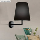 GobekUsa Modern LED Cone Wall-Mounted Fabric Sconce Light in Black/White for Living Room