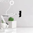 GobekUsa Modern LED Vanity Lighting with Extendable Arm - White Metal Circle Design with Mobile Phone Support